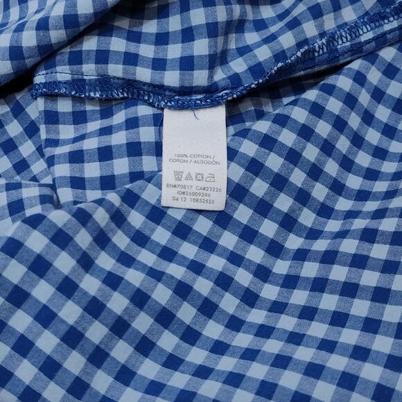 Victorias Secret Blue Gingham Med Button-Up Shirt Dress Long Sleeve Roll Up Tabs - Picture 10 of 10